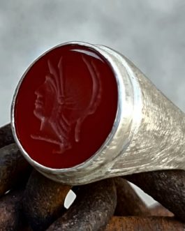 טבעת כסף הלוחם אבן קורניול